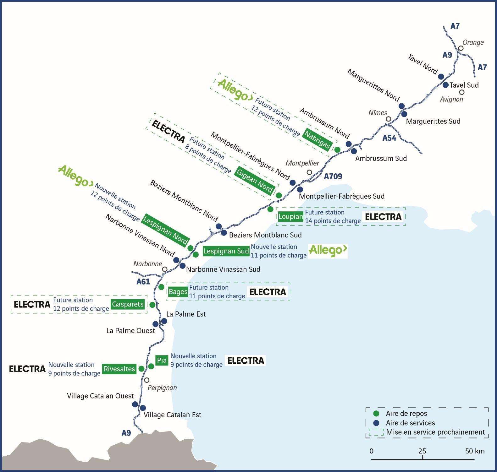 Carte bornes IRVE A9 